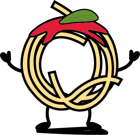 Tagliatelle icon with tomato sauce hat